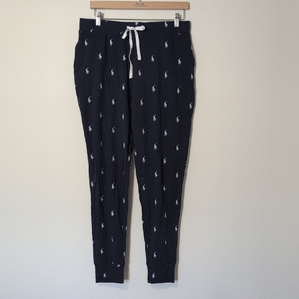 Polo by Ralph Lauren Men's Dark Blue Joggers with White Accents